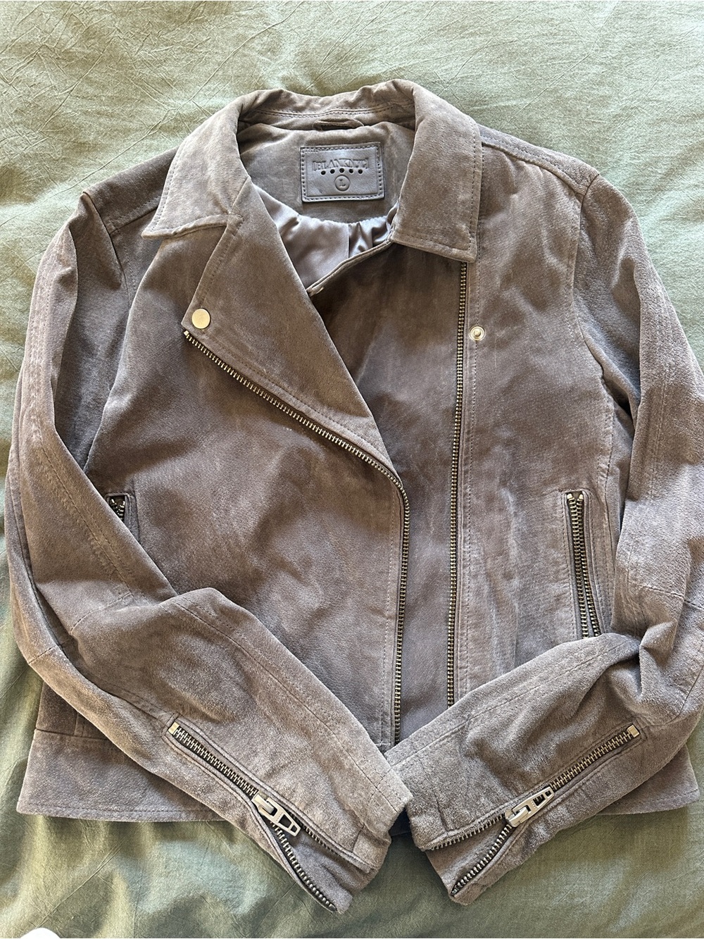 Blank NYC Suede Moto Jacket - Taupe